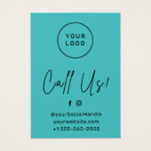 ターコイズティール（緑がかった色）ワックスアフターケアカードの脱毛 (正面)