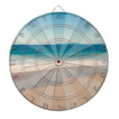 ターコイズティール(緑がかった色)ヴィンテージスタイルビーチ写真 ダーツボード (正面)