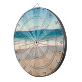 ターコイズティール(緑がかった色)ヴィンテージスタイルビーチ写真 ダーツボード (正面右)