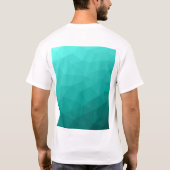 ターコイズティール(緑がかった色)勾配幾何メッシュパターン Tシャツ (裏面)