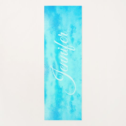 ターコイズティール(緑がかった色)名カリブのモノグラムヨガマット ヨガマット (正面)