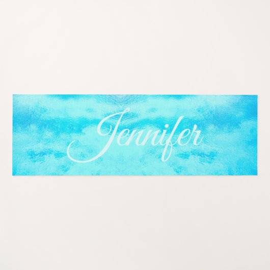 ターコイズティール(緑がかった色)名カリブのモノグラムヨガマット ヨガマット (正面(横))