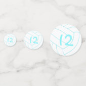 ターコイズティール（緑がかった色）女子バレーボール誕生日パーティー コンフェッティ (裏面)