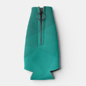 ターコイズティール（緑がかった色）幾何学的メッシュパターンモノグラム ボトルクーラー (裏面)