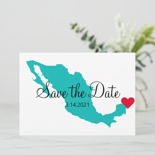 ターコイズティール（緑がかった色）水の色メキシコ目的地 セーブザデート (スタンド正面)