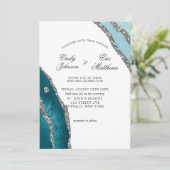 ターコイズティール（緑がかった色）水彩瑪瑙結婚式招待状 招待状 (スタンド正面)