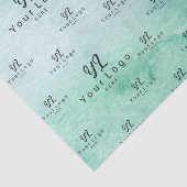 ターコイズティール（緑がかった色）水彩画ロゴ事業包装 薄葉紙 (詳細)