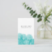 ターコイズティール（緑がかった色）水彩QRコードソーシャルメディア 名刺 (スタンド正面)