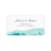 ターコイズティール(緑がかった色)水結婚色住所 シール (正面)