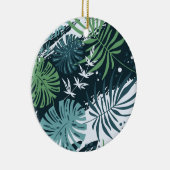 ターコイズティール(緑がかった色)熱帯クリスマス セラミックオーナメント (右)
