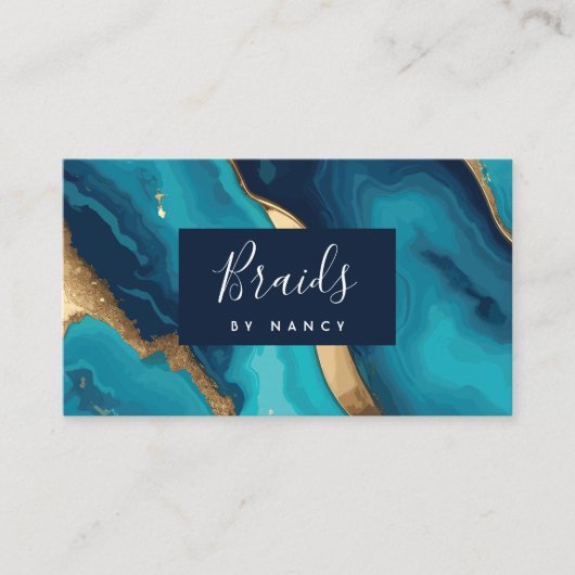 ターコイズティール(緑がかった色)瑪瑙の三つ編み名刺 名刺 (正面)