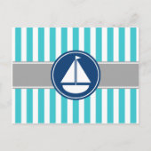 ターコイズティール（緑がかった色）航海のシルボーストライプト ポストカード (正面)