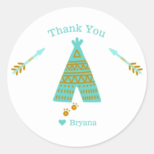 ターコイズティール(緑がかった色)&金ゴールドテペモダンバースデーパーティー ラウンドシール (正面)