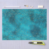 ターコイズティール（緑がかった色）金ゴールド輝 薄葉紙 (クラフト)