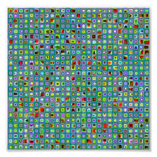 ターコイズテクスチャファンキーモザイクタイルのパターン フォトプリント            (正面)