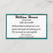 ターコイズテンプレートエレガントはっきりしたレイアウト100ボックス 名刺 (裏面)