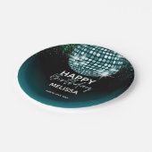 ターコイズディスコグリッターダンスパーティー誕生日 ペーパープレート (アングル)