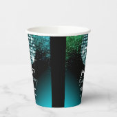 ターコイズディスコグリッターダンスパーティー誕生日 紙コップ (左)