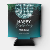 ターコイズディスコグリッターダンスパーティー誕生日 缶クーラー (正面)
