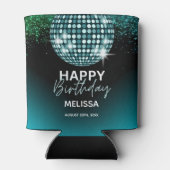 ターコイズディスコグリッターダンスパーティー誕生日 缶クーラー (裏面)