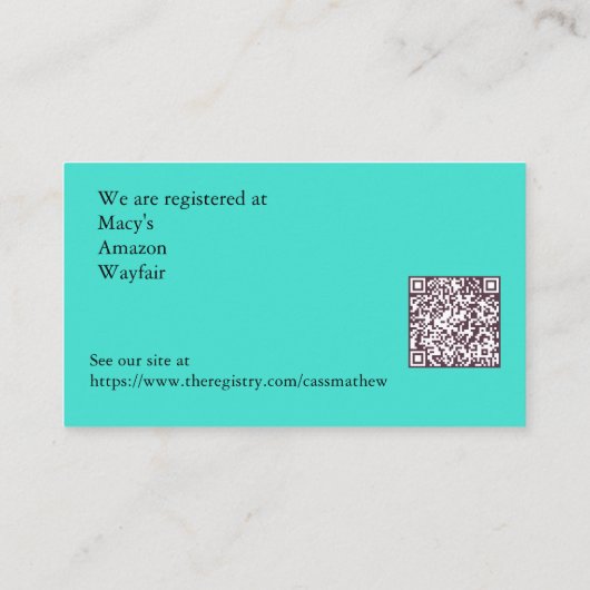 ターコイズデイジーの結婚フローラのレジストリ エンクロージャーカード (裏面)