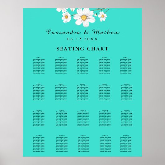 ターコイズデイジー結婚フローラの200座席表 ポスター (正面)