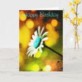 ターコイズデイジー金ゴールド誕生日カード カード (黄色い花)