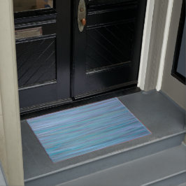 ターコイズデコール |ブルーティール（緑がかった色）穏やかな水筆のストローク ドアマット