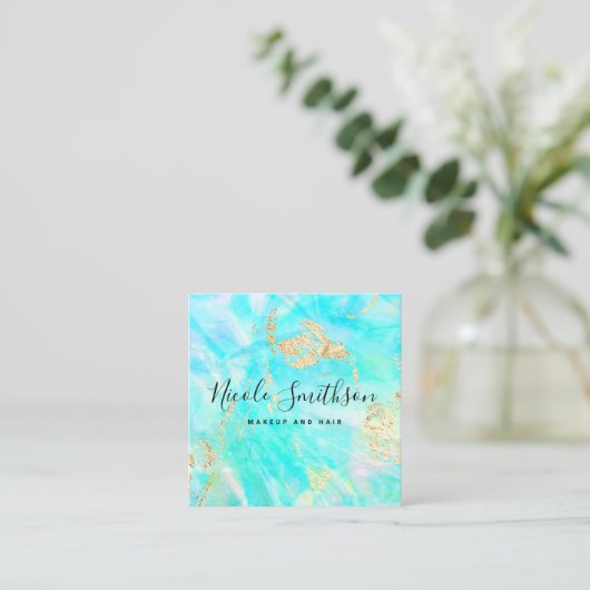 ターコイズデザイン スクエア名刺 (スタンド正面)