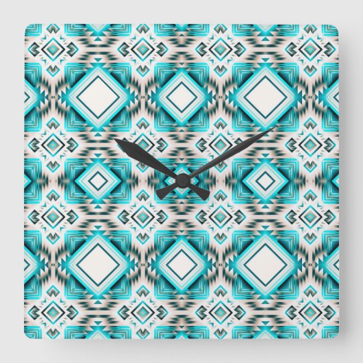 ターコイズデザートクロスロード スクエア壁時計 (正面)