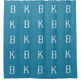 ターコイズデニムジーンズファブリックイニシャル パーソナライズされた シャワーカーテン