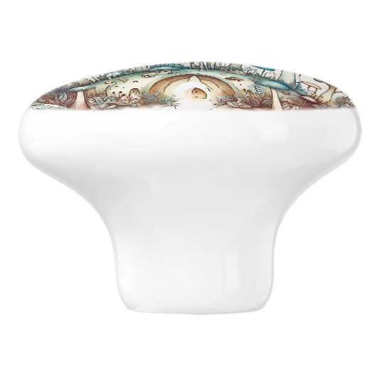 ターコイズトアドスツールフェアリービレッジ セラミックノブ (側面)