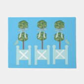 ターコイズトピアリーバード装飾用クッション ドアマット (正面)