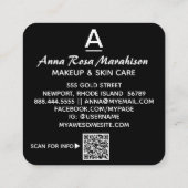 *~*ターコイズトレンディーアートイニシャルQRロゴ写真 スクエア名刺 (裏面)