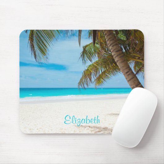 ターコイズトロピカルサンディビーチ パーソナライズされた マウスパッド (マウス)