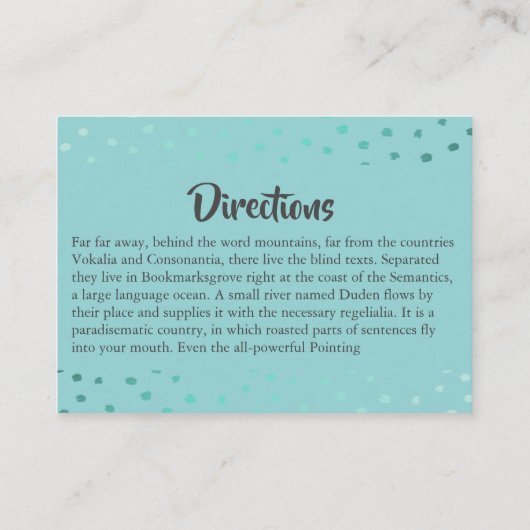 ターコイズトロピカルパラダイス結婚の方向性 エンクロージャーカード (裏面)