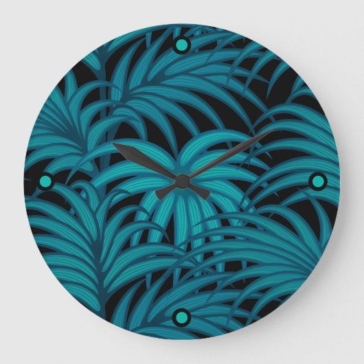 ターコイズトロピカルパ葉ーム ラージ壁時計 (正面)