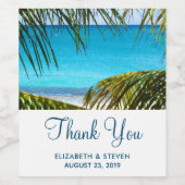 ターコイズトロピカルビーチ結婚式サンキュー ワインラベル (シングルラベル)