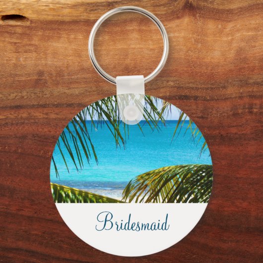 ターコイズトロピカルビーチ結婚式ブリーズメイド キーホルダー (正面)
