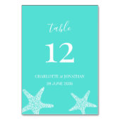 ターコイズトロピモダンカルヒトデビーチ結婚式 テーブルナンバー (裏面)