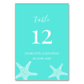 ターコイズトロピモダンカルヒトデビーチ結婚式 テーブルナンバー (正面)