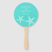 ターコイズトロピモダンカルヒトデビーチ結婚式 ハンドファン (裏面)