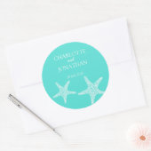 ターコイズトロピモダンカルヒトデビーチ結婚式 ラウンドシール (封筒)