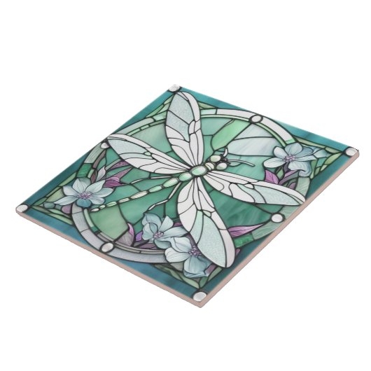 ターコイズトンフライアールヌーボーデコステンドグラス タイル (側面)