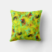 ターコイズトンボが黄色の赤いスプラッシュに クッション (裏面)