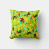 ターコイズトンボが黄色の赤いスプラッシュに クッション (正面)