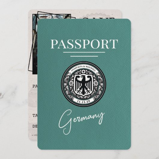 ターコイズドイツのパスポート日付を保存 セーブザデート (正面/裏面)