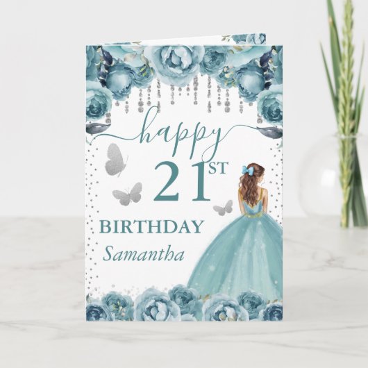 ターコイズドレス 赤毛のプリンセス 誕生日 カード (正面)