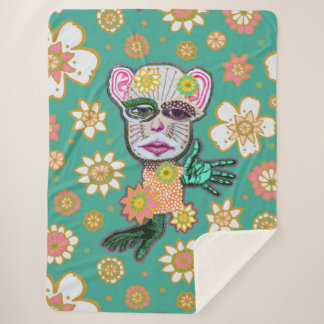 ターコイズドロリーフローラバイNatalie schorr シェルパブランケット