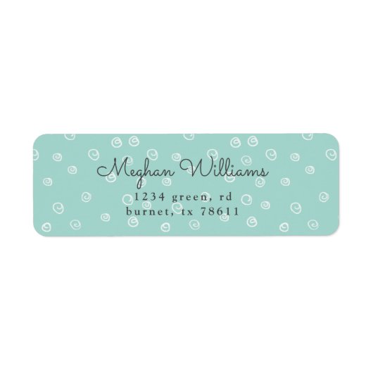ターコイズドードル旋回モダン差出人住所 ラベル (正面)
